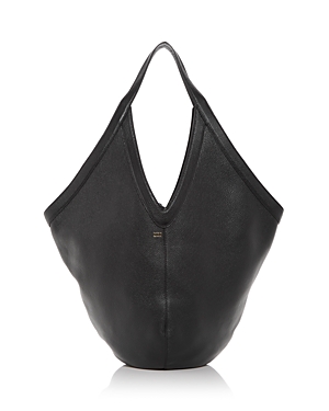 Shop Mansur Gavriel Soft Leather Hobo Bag In Black/gold