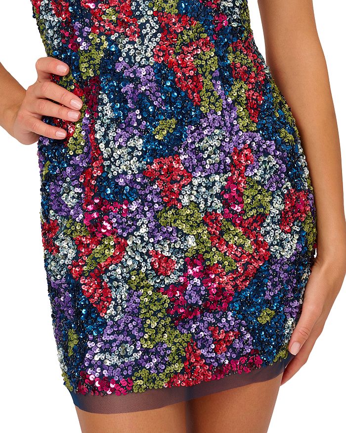 Shop Liv Foster Sequin Mini Dress In Coral Multi