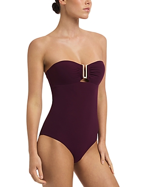 Jets Bandeau One Piece Swimsuit In Port