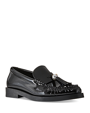 Jimmy Choo Women's Addie Patent Leather Imitation Pearl Tassel Loafers In Black