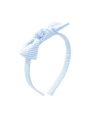 Bits & Bows Girls' Birdie Blue Seersucker Bow Headband - Little Kid, Big Kid
