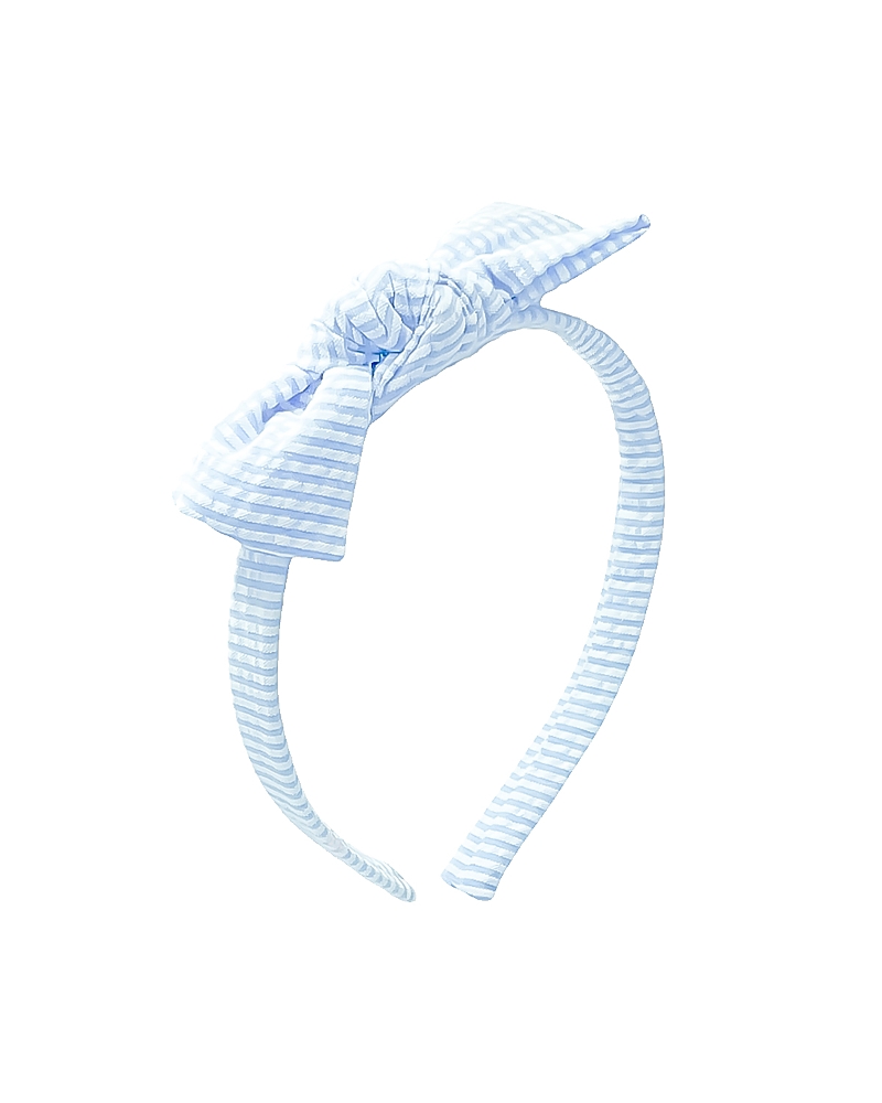 Bits & Bows Girls' Birdie Blue Seersucker Bow Headband - Little Kid, Big Kid