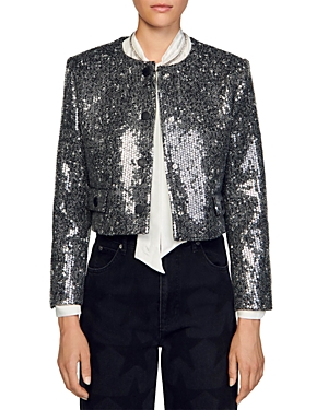 Sandro Funn Sequined Cropped Jacket