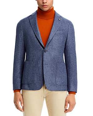 Hugo Boss Hanry Flannel Jersey Slim Fit Sport Coat In Open Blue