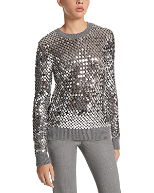 Shop Michael Kors Cashmere Blend Sequin Sweater In Banker Melange