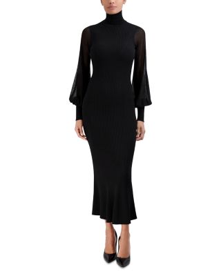 Bcbgmaxazria Sheer Sleeve Sweater Dress In Black ModeSens