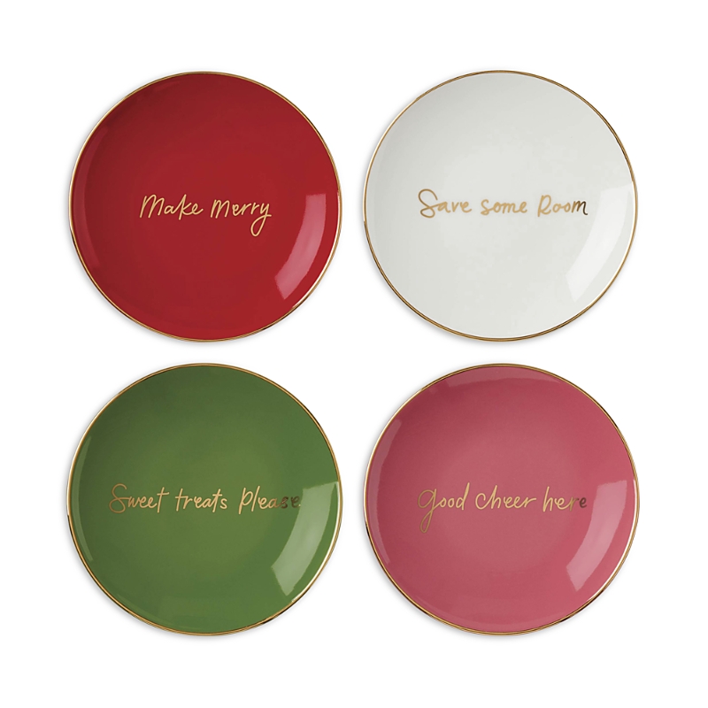 Kate Spade Be Jolly 4-piece Tidbit Plates In Multi