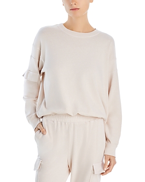 Monrow Patch Pocket Sweatshirt In Bone