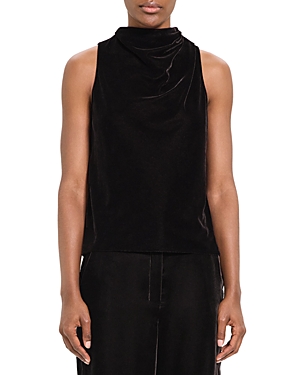 Shop Theory Sleeveless Velvet Cowl Neck Top In Black