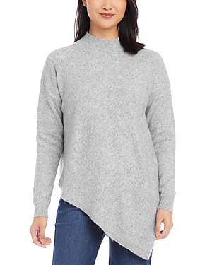 Shop Karen Kane Asymmetric Turtleneck Sweater In Light Heather Gray