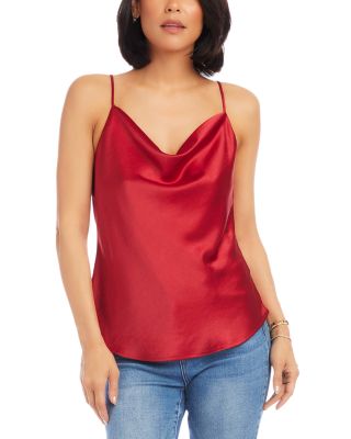 Red satin store camisole tops