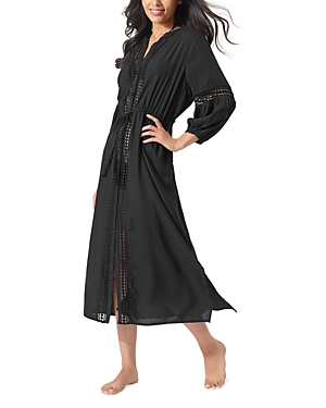 Shop Tommy Bahama Sunlace Button Front Cover Up Dress In Black