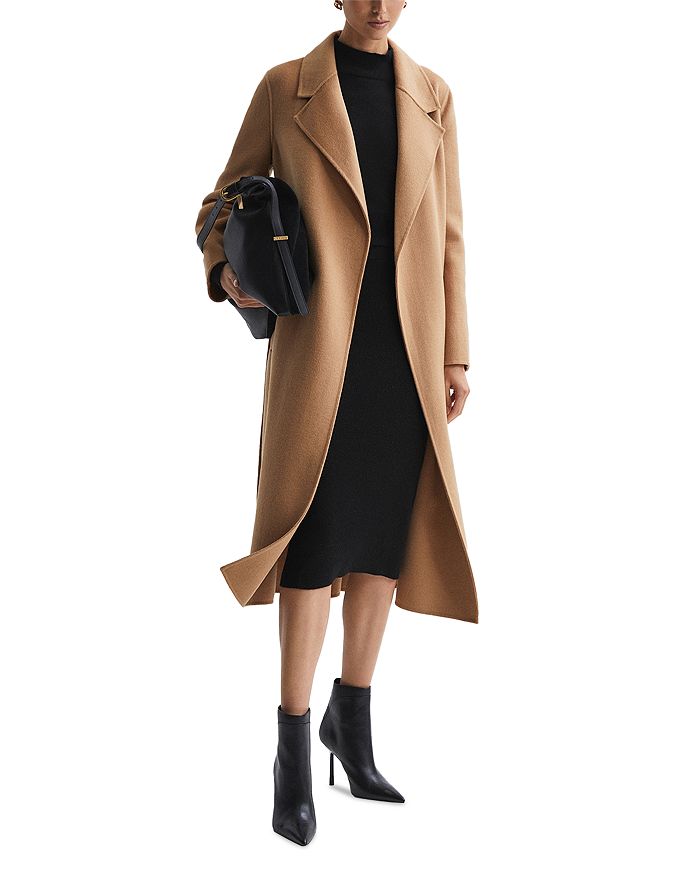  Womens Wool Coat Plus Size Wool Wrap Coat with Tie Belt Elegant  Notch Lapel Winter Coat Mid-Length Overcoat : Clothing, Shoes & Jewelry