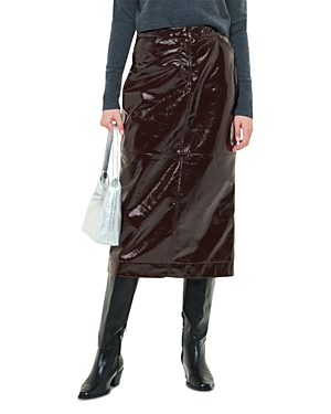 Whistles Rachel Patent Leather Skirt In Chocolate