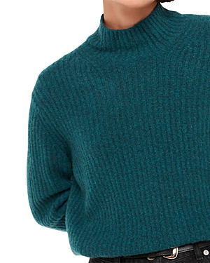 Whistles Ribbed Mock Neck Sweater In Teal