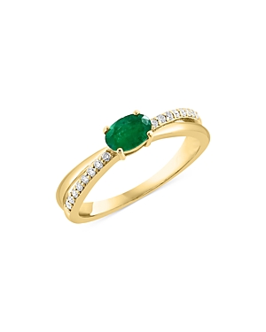 Bloomingdale's Emerald & Diamond Crossover Ring in 14K Yellow Gold