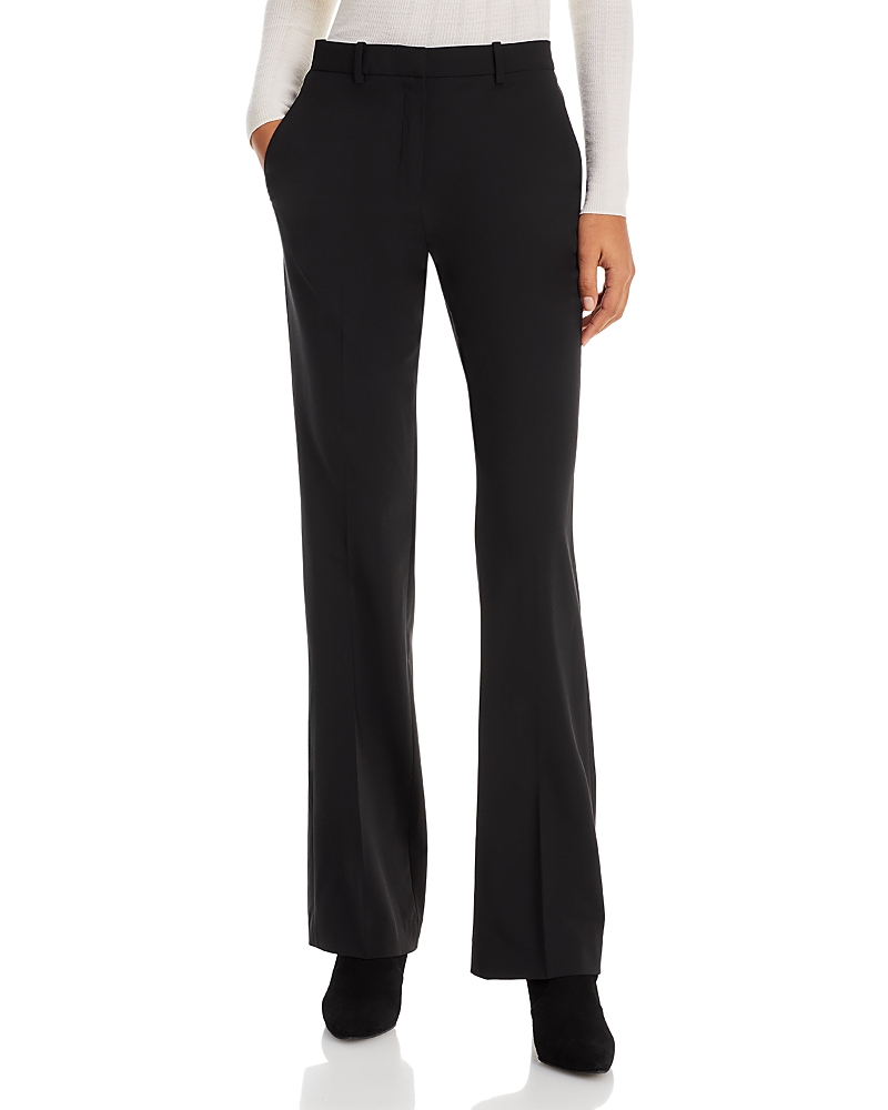 Theory Slim Stretch Wool Flare Leg Pants In Black