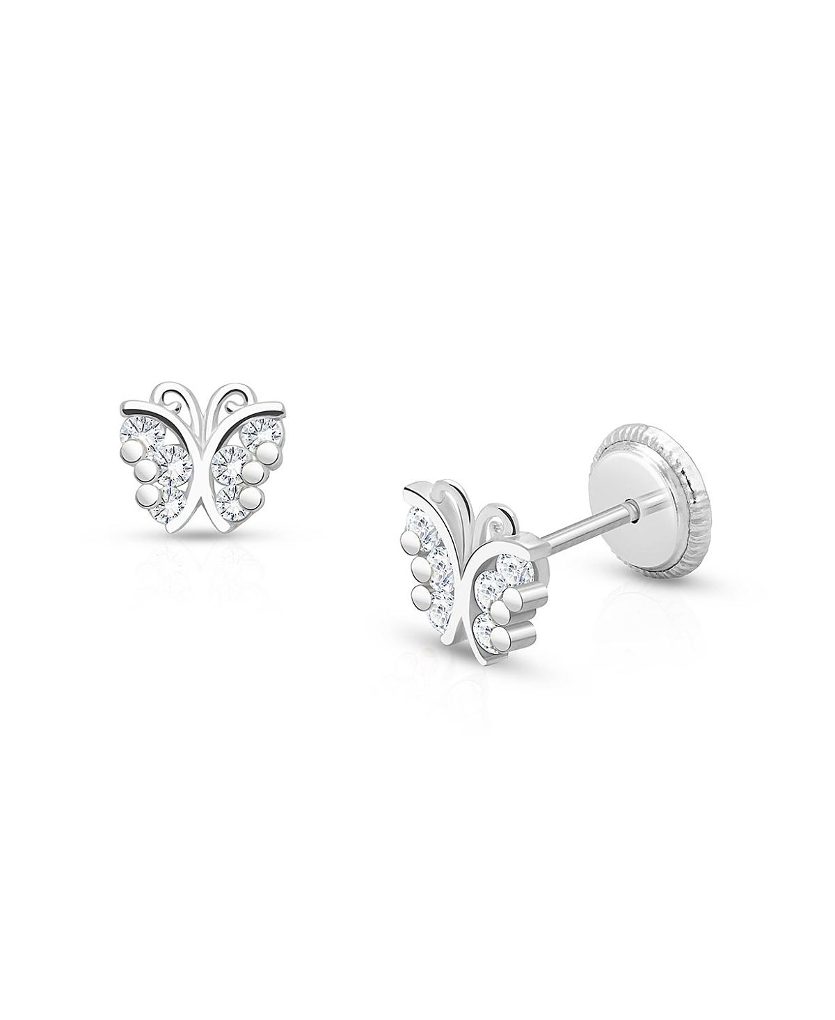 Tiny Blessings Girls' 14K Gold Curly Butterfly Studs Screw Back Earrings - Baby, Little Kid, Big Kid
