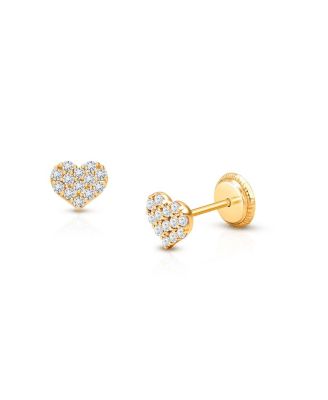 Tiny Blessings - Girls' 14K Gold Dearest Heart Studs Screw Back Earrings - Baby, Little Kid, Big Kid