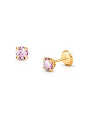 Tiny Blessings Girls' 14K Gold 4mm Crystal Birthstone Studs Screw Back Earrings - Baby, Little Kid, Big Kid
