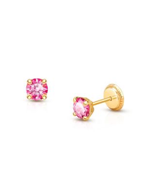 Tiny Blessings - Girls' 14K Gold 4mm Crystal Birthstone Studs Screw Back Earrings - Baby, Little Kid, Big Kid