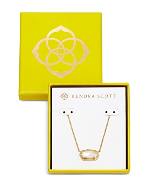 Kendra Scott Elisa Azalea Illusion Stone Pendant Necklace In 14k Gold Plated, 15-17 In Gold/ivory Pearl
