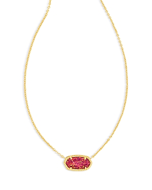 Elisa Stone Pendant Necklace in 14K Gold Plated, 15-17