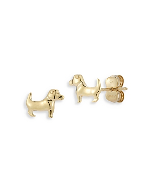 Moon & Meadow 14K Yellow Gold Dog Stud Earrings