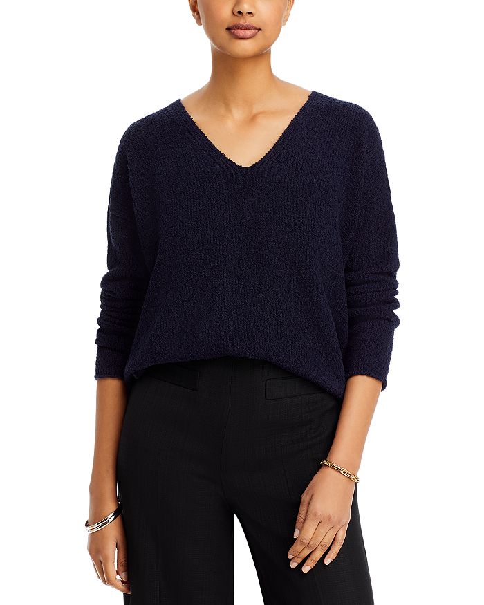 EILEEN FISHER Womens Green Long Sleeve V Neck Sweater