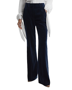 REISS BREE VELVET FLARE LEG PANTS