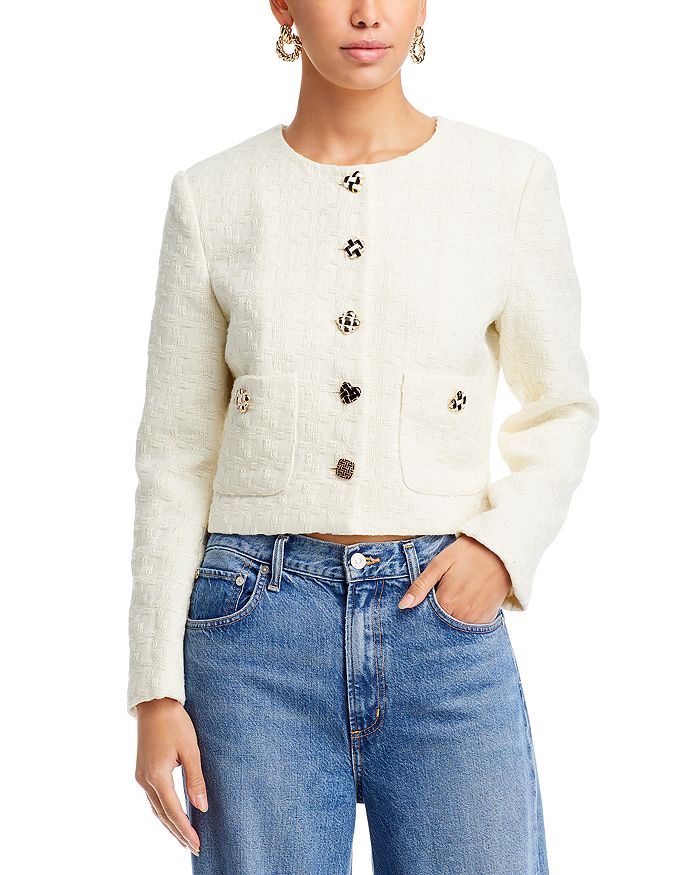 English Factory Cropped Textured Jacket | Bloomingdale's
