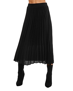 Single Thread Pleated Midi Skirt In Black