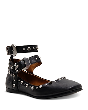 Free People Mystic Diamante Ankle Strap Flat In Black