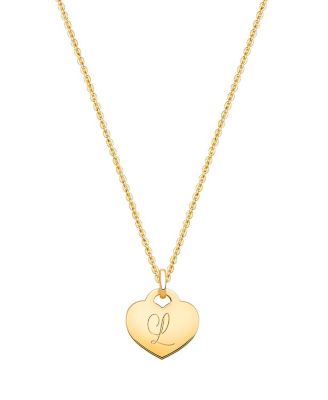  Girls' 14K Gold Baby Heart & Engraved Initial 13-14" Necklace - Children