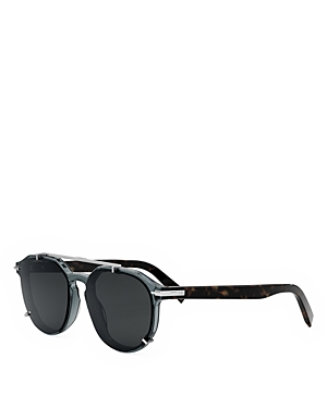 Shop Dior Blacksuit Ri Round Sunglasses, 56mm In Gray/gray Solid