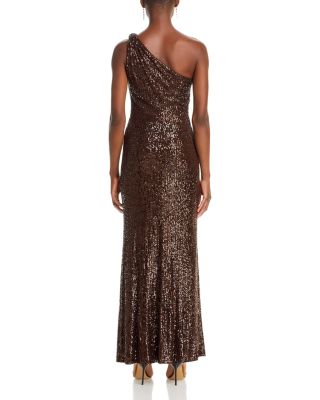 Sequined One Shoulder Gown