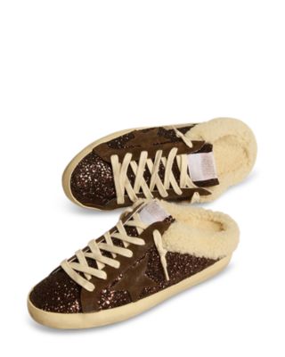 Women's Super-Star Glitter Shearling Mule Sneakers