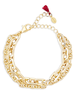 Shop Shashi Patron Mixed Link Double Row Bracelet In 14k Gold Plated