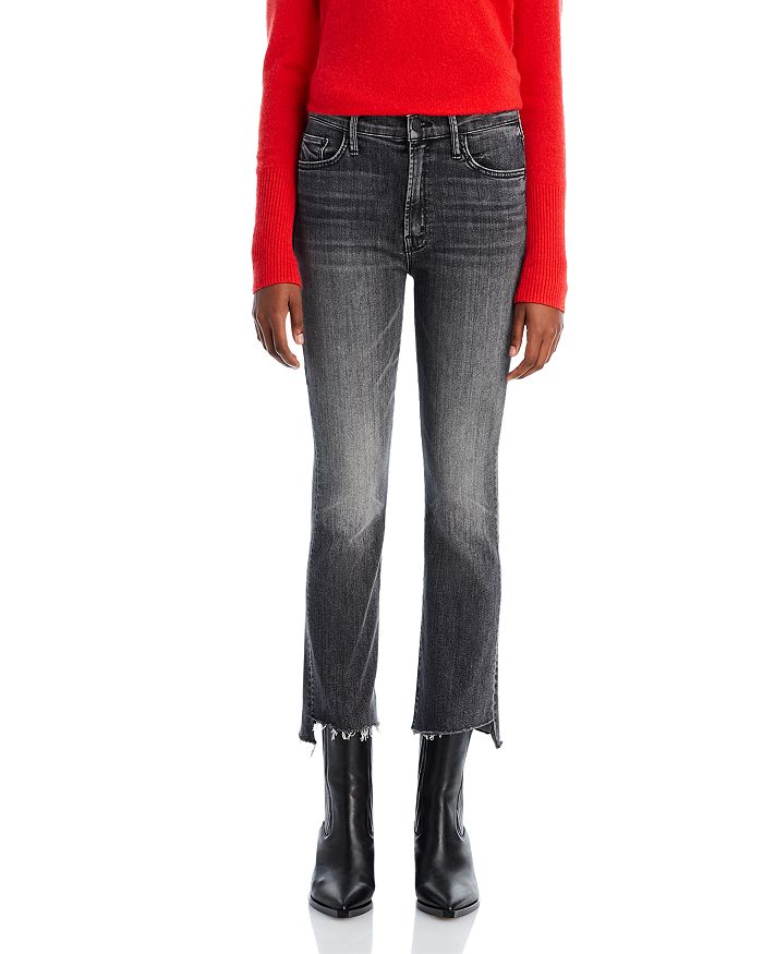 Shop Mother The Insider High Rise Crop Step Fray Bootcut Jeans In Save Your Soul