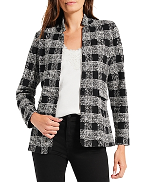 Nic + Zoe Perfectly Plaid Linen Blend Knit Blazer In Black Multi