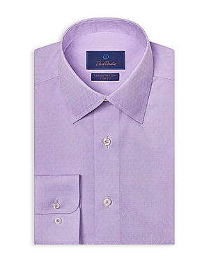 Shop David Donahue Trim Fit Dobby Micro Check Wrinkle Resistant Shirt In Lilac