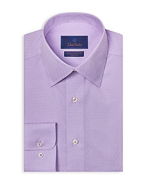 David Donahue Trim Fit Check Luxury Non-iron Dress Shirt In Lilac