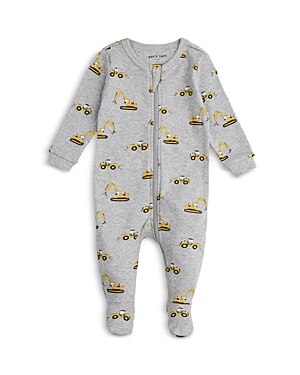 Firsts By Petit Lem Boys' Diggers Print Footie - Baby In Medium Heather Gray