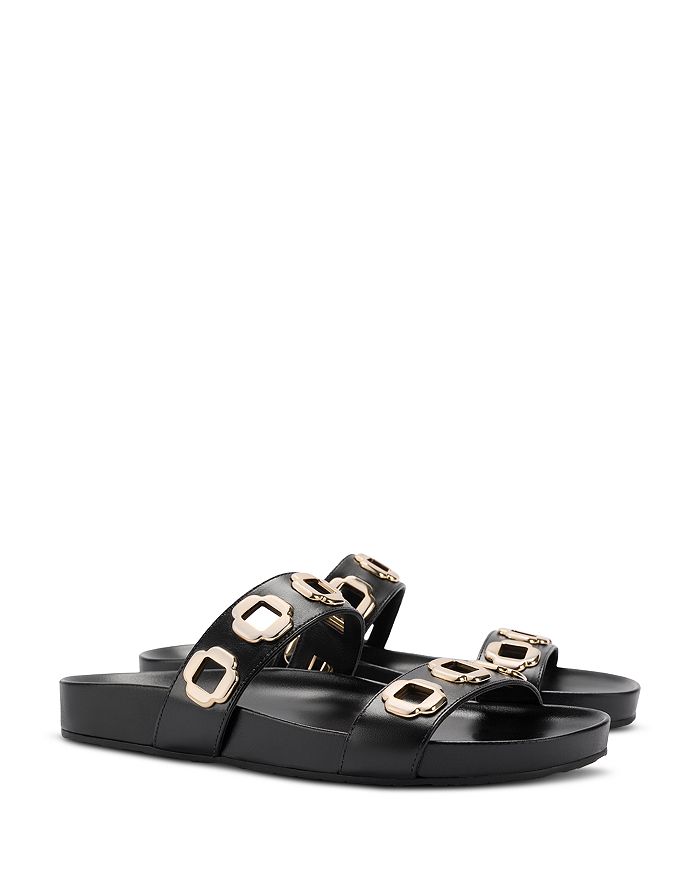 Larroudé Women's Milan Grommet Detail Slide Sandals | Bloomingdale's