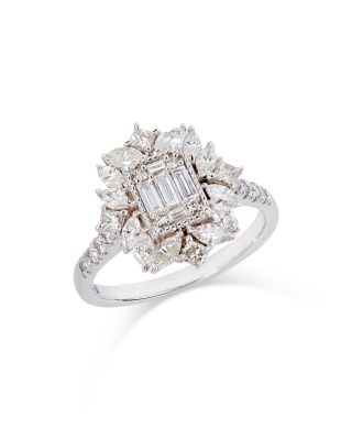 Bloomingdale's Fine Collection Diamond Multi Cut Halo Cluster Ring in 14K White Gold, 1.0 ct. t. w.