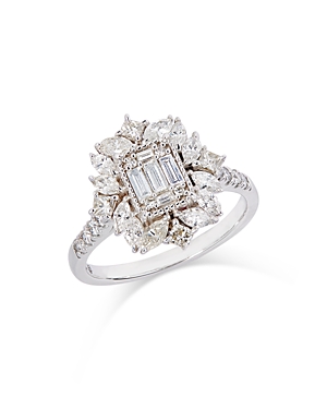 Bloomingdale's Diamond Multi Cut Halo Cluster Ring in 14K White Gold, 1.0 ct. t.w.