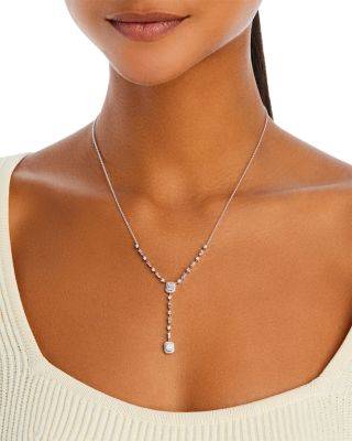 Diamond Mosaic Lariat Necklace in 14K White Gold, 1.0 tcw