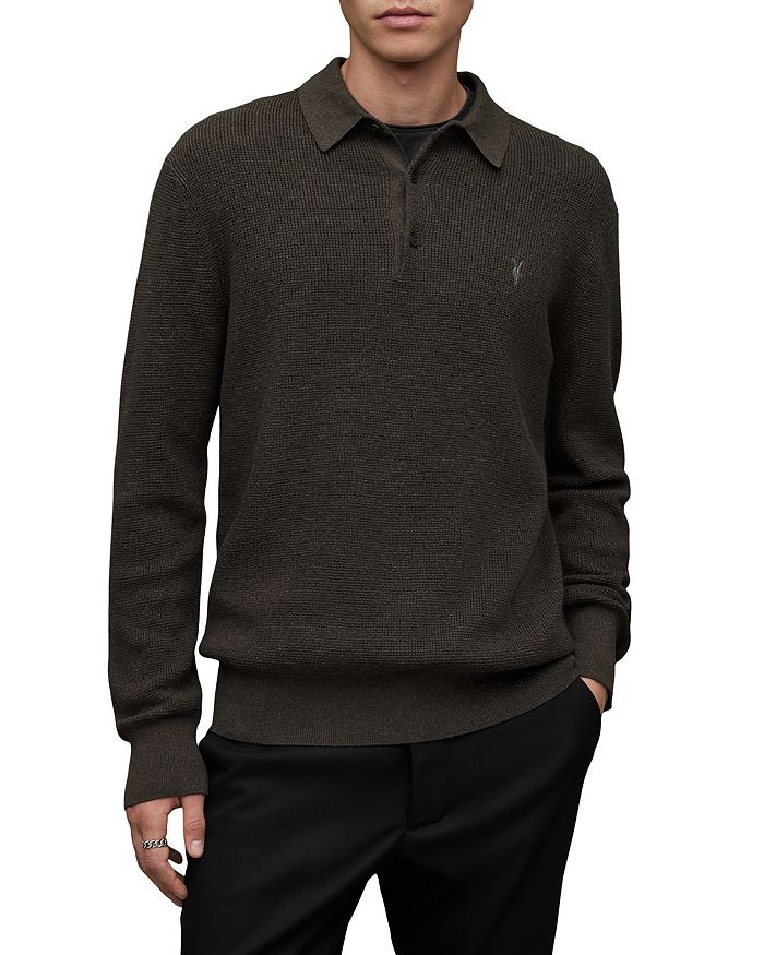 Shop Allsaints Polo Sweater In Cark Ivy Green