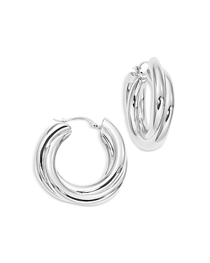 Bloomingdale's Triple Twist Medium Hoop Earrings in Sterling Silver