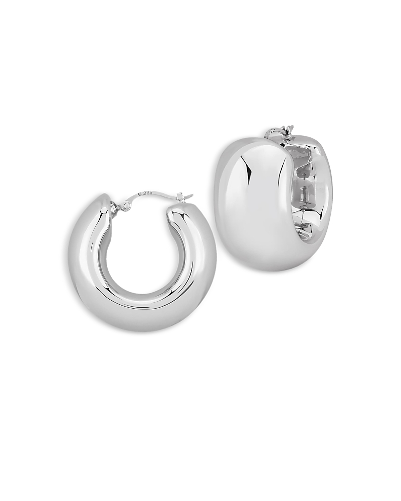 Bloomingdale's Wide Polished Hoop Earrings In Sterling Silver In Silver